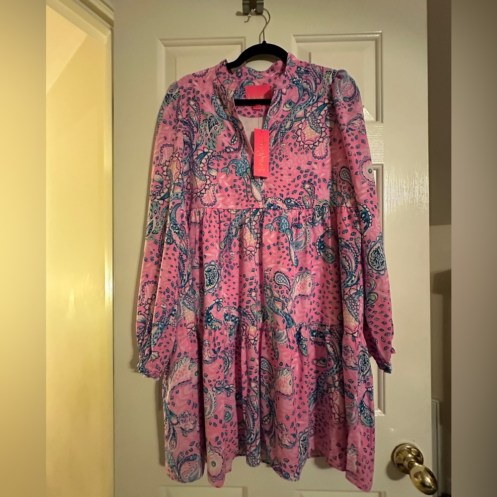 LILLY PULITZER - WINONA STRETCH DRESS PLUMERIA PINK STRUT YOUR STUFF Medium NWT